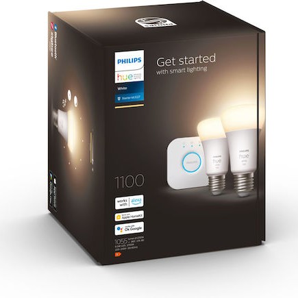 Philips Smart Λάμπες LED 9.5W για Ντουί E27 και Σχήμα A60 Θερμό Λευκό 1055lm Dimmable 2τμχ