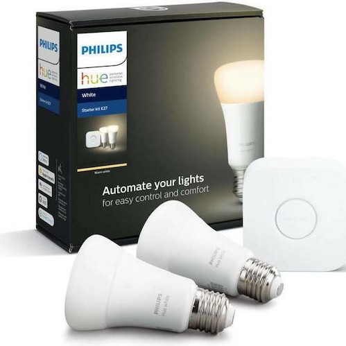 Philips Smart Λάμπες LED 9.5W για Ντουί E27 και Σχήμα A60 Θερμό Λευκό 1055lm Dimmable 2τμχ