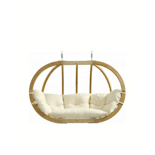 Globo Royal Κρεμαστή Κούνια Φωλιά με Μαξιλάρι 3 Θέσεων Ξύλινη Natura Αντοχής έως 200kg Μ175xΠ120xΥ60cm