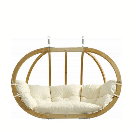 Globo Royal Κρεμαστή Κούνια Φωλιά με Μαξιλάρι 3 Θέσεων Ξύλινη Natura Αντοχής έως 200kg Μ175xΠ120xΥ60cm