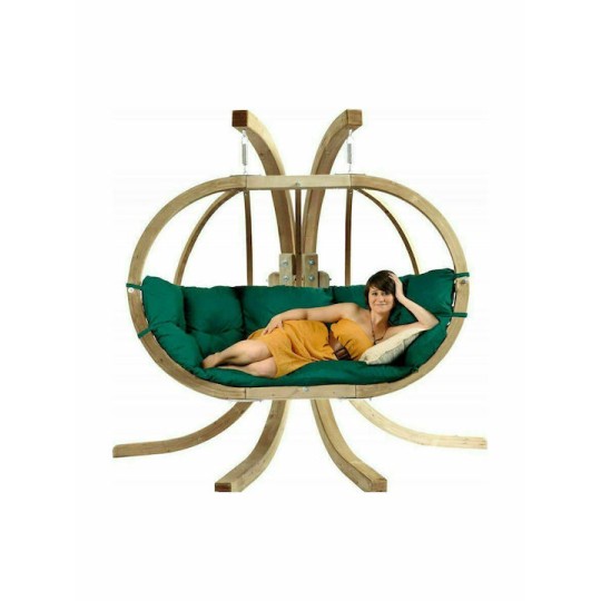 Globo Royal Κρεμαστή Κούνια Φωλιά με Μαξιλάρι 3 Θέσεων Ξύλινη Natura Αντοχής έως 200kg Μ175xΠ120xΥ60cm