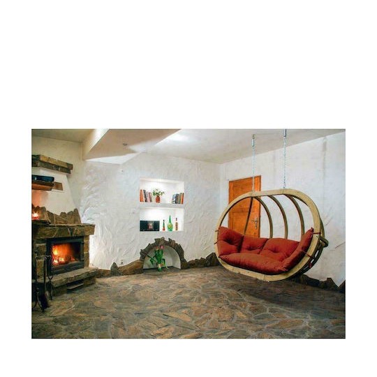 Globo Royal Κρεμαστή Κούνια Φωλιά με Μαξιλάρι 3 Θέσεων Ξύλινη Natura Αντοχής έως 200kg Μ175xΠ120xΥ60cm