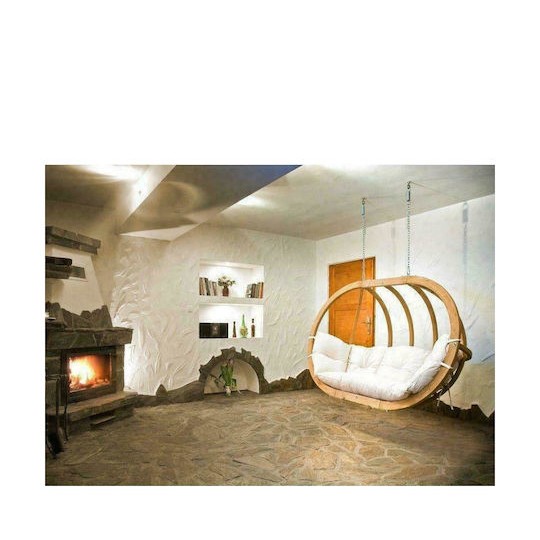 Globo Royal Κρεμαστή Κούνια Φωλιά με Μαξιλάρι 3 Θέσεων Ξύλινη Natura Αντοχής έως 200kg Μ175xΠ120xΥ60cm