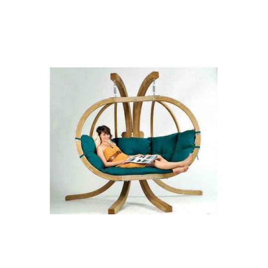 Globo Royal Κρεμαστή Κούνια Φωλιά με Μαξιλάρι 3 Θέσεων Ξύλινη Natura Αντοχής έως 200kg Μ175xΠ120xΥ60cm