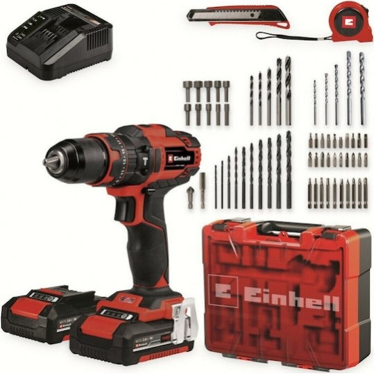 Einhell TE-CD 18/40 Li-i +64 Κρουστικό Δραπανοκατσάβιδο Μπαταρίας 18V 2x2Ah