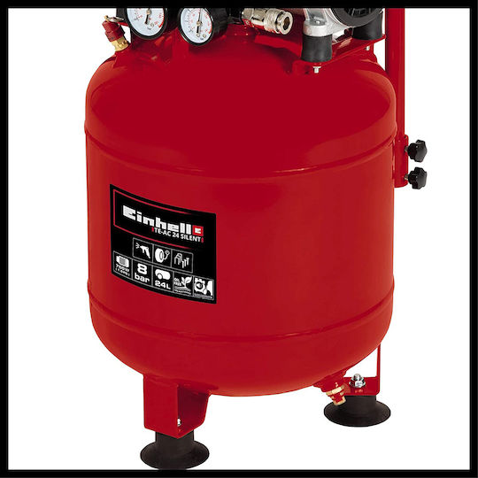 Einhell TE-AC 24 Μονοφασικό Κομπρεσέρ Αέρος 57dB με Ισχύ 1hp και Αεροφυλάκιο 24lt