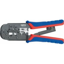 Knipex Πρέσα Ακροδεκτών Δικτύου RJ12, RJ11, RJ45 με Απογυμνωτή & Μηχανισμό Καστάνιας (Μήκος 190mm)
