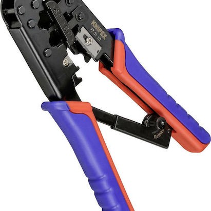Knipex Πρέσα Ακροδεκτών Δικτύου RJ12, RJ11, RJ45 με Απογυμνωτή & Μηχανισμό Καστάνιας (Μήκος 190mm)