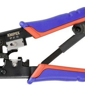 Knipex Πρέσα Ακροδεκτών Δικτύου RJ12, RJ11, RJ45 με Απογυμνωτή & Μηχανισμό Καστάνιας (Μήκος 190mm)