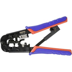 Knipex Πρέσα Ακροδεκτών Δικτύου RJ12, RJ11, RJ45 με Απογυμνωτή & Μηχανισμό Καστάνιας (Μήκος 190mm)