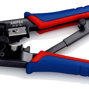 Knipex Πρέσα Ακροδεκτών Δικτύου RJ12, RJ11, RJ45 με Απογυμνωτή & Μηχανισμό Καστάνιας (Μήκος 190mm)