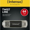 Intenso Twist Line 64GB USB 2.0 Stick με σύνδεση USB-A & USB-C Μαύρο