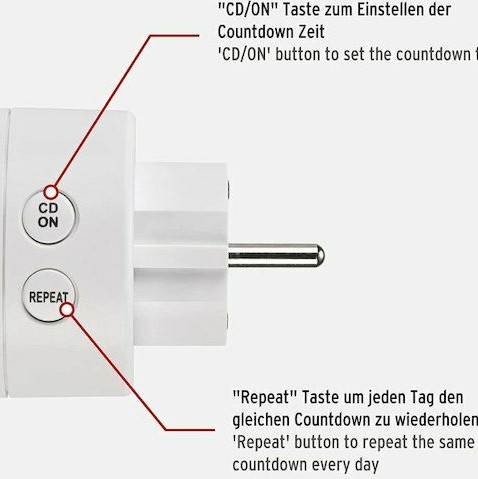 Brennenstuhl Countdown Timer Socke Ψηφιακός Χρονοδιακόπτης Πρίζας Αντιστροφής Μέτρησης