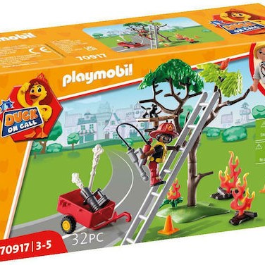 Playmobil Duck On Call Επιχείρηση Πυροσβεστικής: Διάσωση Γάτας! για 3 ετών