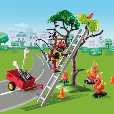 Playmobil Duck On Call Επιχείρηση Πυροσβεστικής: Διάσωση Γάτας! για 3 ετών