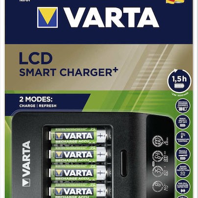 Varta LCD Smart Charger+ 4 Μπαταριών Ni-MH Μεγέθους AA/AAA Σετ με 4x AA 2100mAh