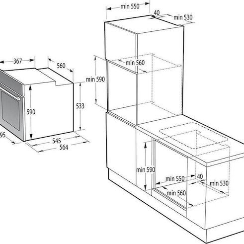 Gorenje Φούρνος άνω Πάγκου 77lt με Κεραμικές Εστίες Π59.5εκ. Μαύρος
