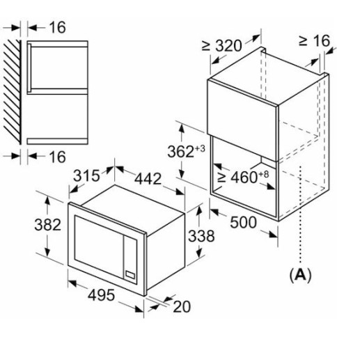 Siemens Iq300 Εντοιχιζόμενος Φούρνος Μικροκυμάτων 20lt Μαύρος