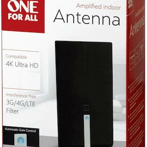 One For All SV 9425 Εσωτερική Κεραία Τηλεόρασης (απαιτεί τροφοδοσία) σε Μαύρο Χρώμα Σύνδεση με Ομοαξονικό (Coaxial) Καλώδιο