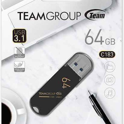 TeamGroup C183 64GB USB 3.1 Stick Μαύρο