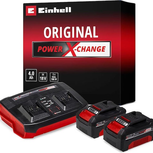 Einhell Σετ 2 Μπαταριών Εργαλείου Λιθίου 18V Χωρητικότητας 4Ah με Φορτιστή