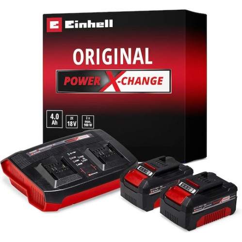 Einhell Σετ 2 Μπαταριών Εργαλείου Λιθίου 18V Χωρητικότητας 4Ah με Φορτιστή