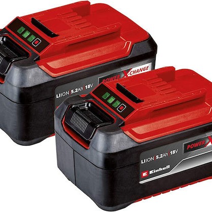 Einhell Σετ 2 Μπαταριών Εργαλείου Λιθίου 18V με Χωρητικότητα 5.2Ah