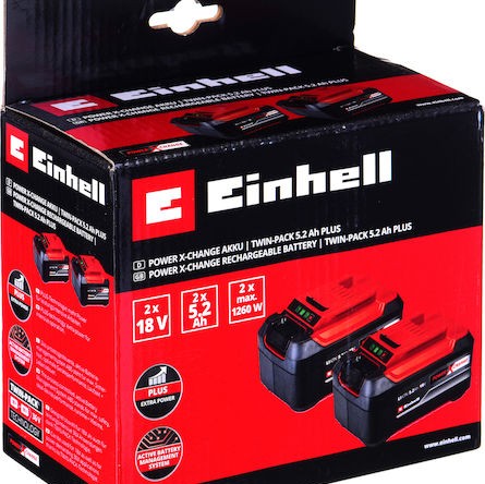 Einhell Σετ 2 Μπαταριών Εργαλείου Λιθίου 18V με Χωρητικότητα 5.2Ah