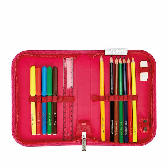 Herlitz SoftLight Stars Stripes Σχολική Τσάντα Πλάτης Δημοτικού Κόκκινη με Θήκη για Παγούρι 16lt