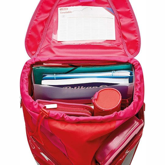 Herlitz SoftLight Stars Stripes Σχολική Τσάντα Πλάτης Δημοτικού Κόκκινη με Θήκη για Παγούρι 16lt