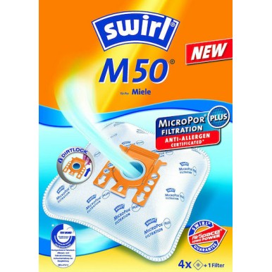 Swirl M50 MicroPor Plus AirSpace Σακούλες Σκούπας 4τμχ Συμβατή με Σκούπα Miele
