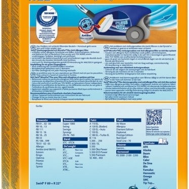 Swirl R22 Σακούλες Σκούπας 4τμχ Συμβατή με Σκούπα Rowenta