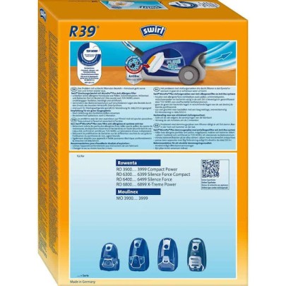 Swirl R39 Σακούλες Σκούπας 4τμχ Συμβατή με Σκούπα Rowenta