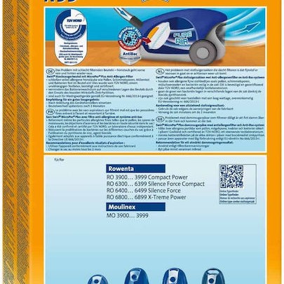 Swirl R39 Σακούλες Σκούπας 4τμχ Συμβατή με Σκούπα Rowenta