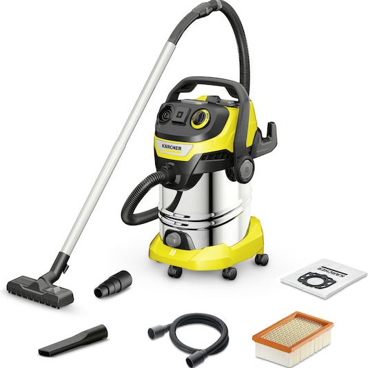 Karcher WD 6 P S V Σκούπα Υγρών / Στερεών 1300W με Ανοξείδωτο Κάδο 30lt