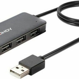Lindy USB 2.0 Hub 4 Θυρών με σύνδεση USB-A Γκρι