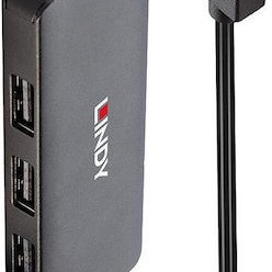 Lindy USB 2.0 Hub 4 Θυρών με σύνδεση USB-A Γκρι