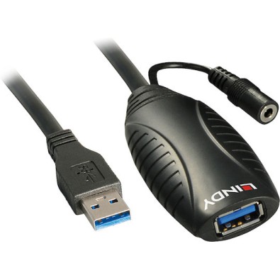 Lindy USB 3.0 Cable USB-A male - USB-A female Μαύρο 15m (43099)
