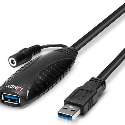 Lindy USB 3.0 Cable USB-A male - USB-A female Μαύρο 15m (43099)