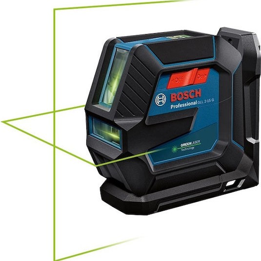 Bosch GLL 2-15 G Αυτορυθμιζόμενο Γραμμικό Αλφάδι Laser Πράσινης Δέσμης 1.5V με Εύρος Εργασίας 15m