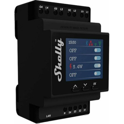 Shelly Pro 4PM Ρελέ Ράγας 40A 4 Channel Smart Switch