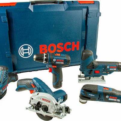 Bosch Σετ Δραπανοκατσάβιδο, Πλάνη, Πολυεργαλείο & Σέγα Brushless 12V με 2 Μπαταρίες 2Ah - 3Ah και Θήκη