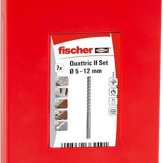 fischer Σετ 7 Διαμαντοτρύπανα Καρβιδίου με Κυλινδρικό Στέλεχος για Δομικά Υλικά
