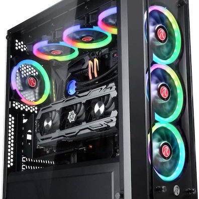 Raijintek Ponos TG4 Gaming Midi Tower Κουτί Υπολογιστή με Πλαϊνό Παράθυρο Μαύρο