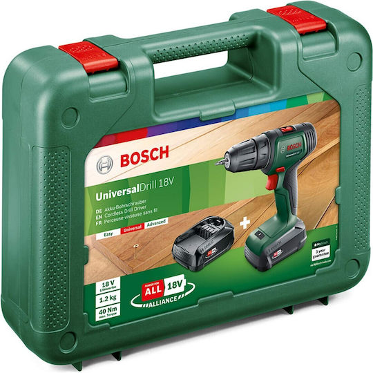 Bosch UniversalDrill Κρουστικό Δραπανοκατσάβιδο Μπαταρίας 18V 2x1.5Ah
