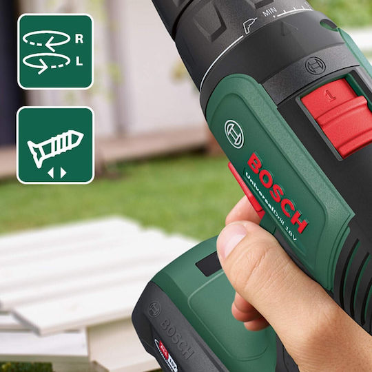 Bosch UniversalDrill Κρουστικό Δραπανοκατσάβιδο Μπαταρίας 18V 2x1.5Ah