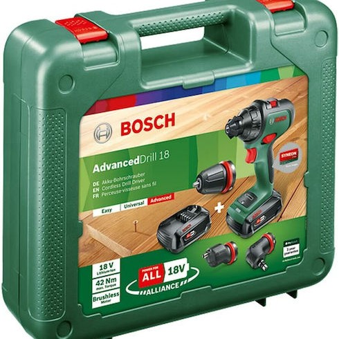 Bosch AdvancedDrill 18 Δραπανοκατσάβιδο Μπαταρίας Brushless 18V 2x2.5Ah