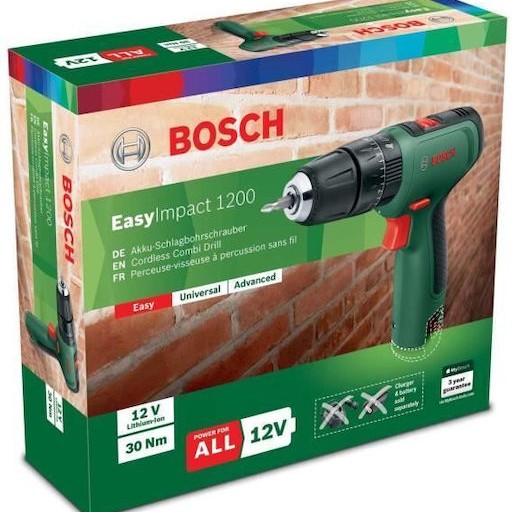 Bosch Easy Impact 1200 Κρουστικό Δραπανοκατσάβιδο Μπαταρίας Solo