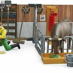 Bruder Παιχνίδι Μινιατούρα Στάβλος με Αγελάδα για 4+ Ετών