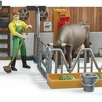 Bruder Παιχνίδι Μινιατούρα Στάβλος με Αγελάδα για 4+ Ετών